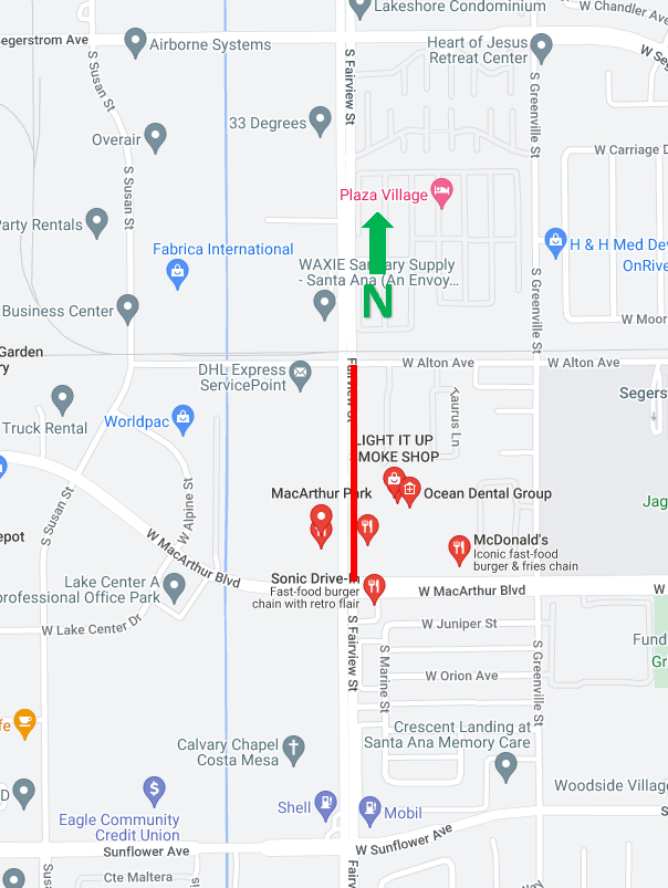 map of closure northbound on Fairview Ave.
