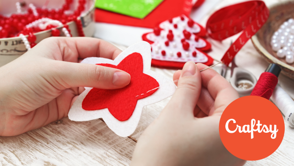 person working holiday craft with craftsy logo in bottom right side