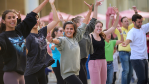 people dancing outside