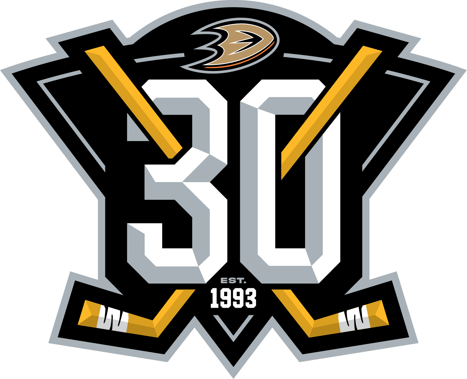 Logo for Anaheim Ducks 30 year anniversary