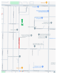 map of Lane Reductions on Standard Ave. between St. Gertrude Pl. and Glenwood Pl., Through Dec. 18