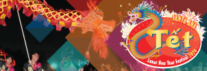 Tet (Lunar New Year) Fest branded image with dragon dance performers