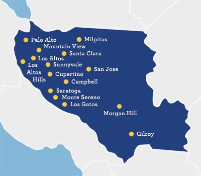 Location map of Santa Clara Valley and vicinity. Base map hillshade