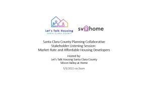 Santa Clara County Planning Collaborative Stakeholder Listening Session: Development Constraints Panel May 2022