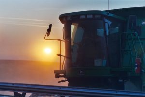 Combine at sunset