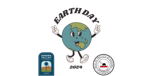 A cartoon illustration of the earth with arms and legs, smiling with it's arms raised and hands in peace signs.