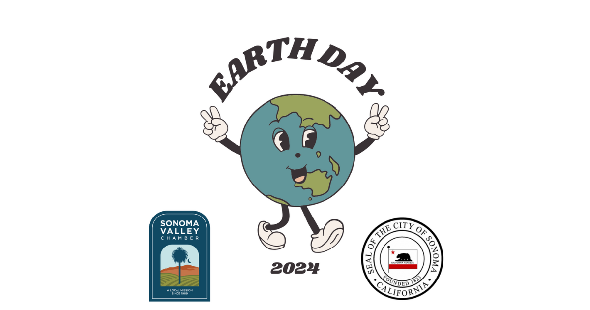 A cartoon illustration of the earth with arms and legs, smiling with it's arms raised and hands in peace signs.