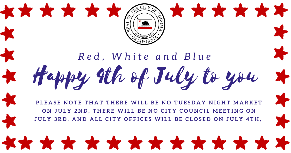 A graphic with a happy 4th of july message and office closure information.