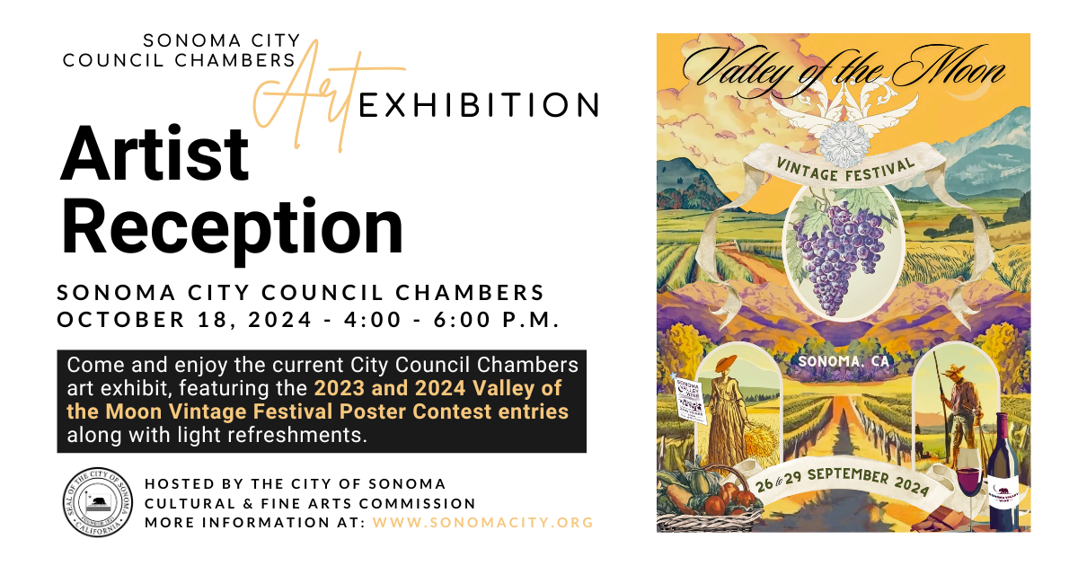 A flyer promoting an artist reception.