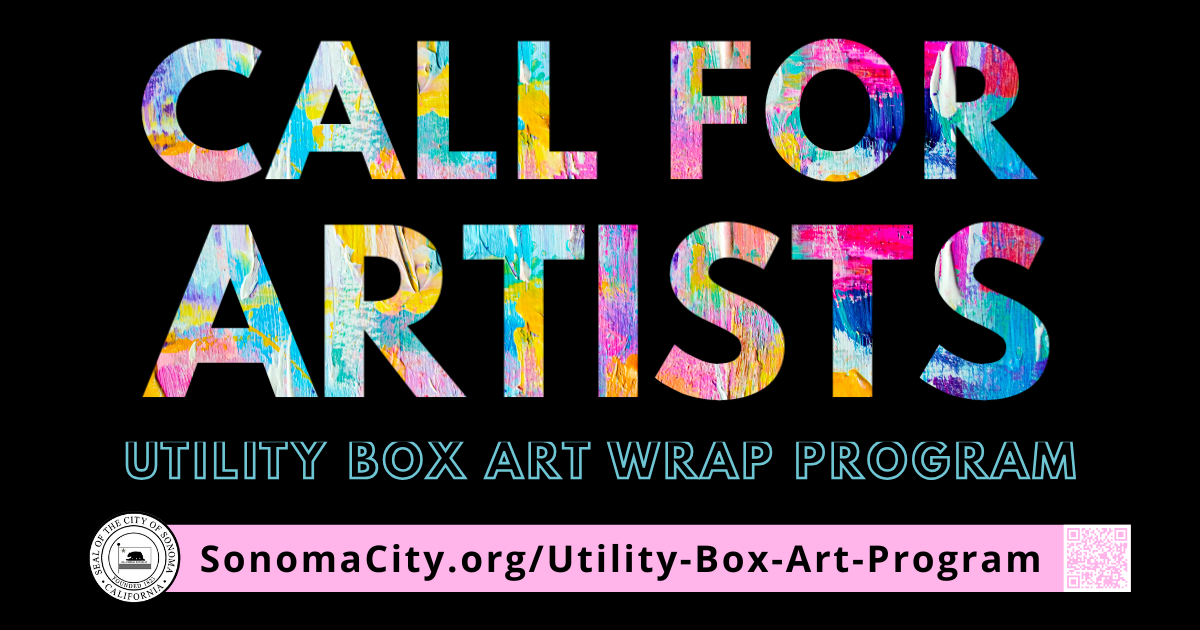A graphic with the words "Call for Artists" in colorful letters.
