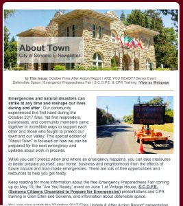 About Town, the City of Sonoma E-Newsletter - Emergency Preparedness Edition