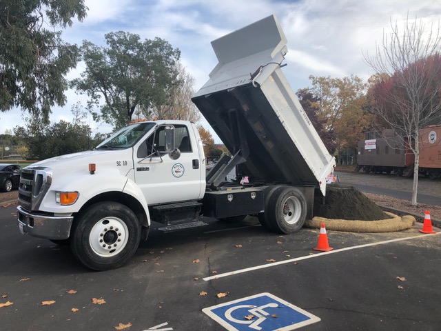 Sand for sandbags delivered to Depot Park