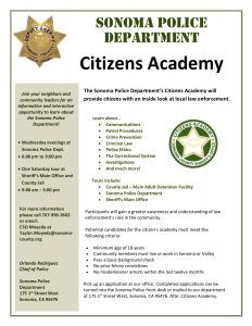 Sonoma PD Citizens Academy Flyer
