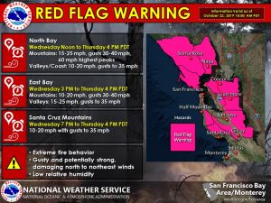 Red Flag Warning October 23rd at noon through October 24th at 4PM