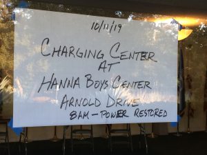 Sign in the window of the now closed Charging Center at the Vet's Building