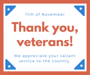 Veteran's Day, November 11