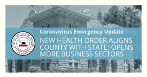 New Health Order Aligns County with State; Opens More Business Sectors