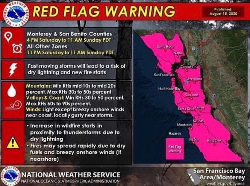 North Bay again at risk of dangerous fire weather conditions denoted by red  flag warning