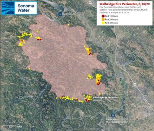 A Map Showing the Proximity of the Walbridge Fire to Sonoma Water Facilities