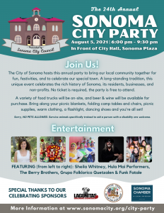 Sonoma City Party Flyer, English