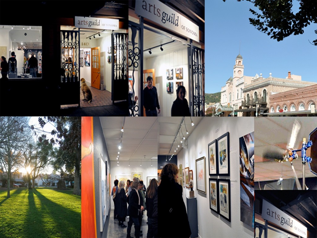 Compilation of photos of the arts guild gallery.
