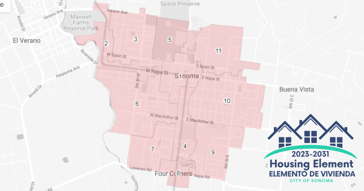 Map of the City of Sonoma Zones