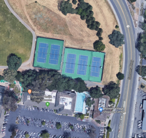 Overhead view of tennis courts at Maxwell Farms Regional Park