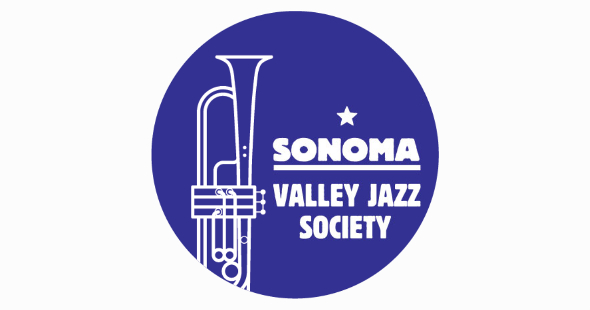 Blue logo with outline of a trumpet.