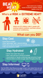 Colorful infographic at summer heat safety.