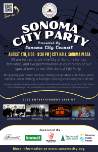 Poster advertising the 25th Annual Sonoma City Party.