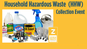 Bottles of household cleaners, paint cans, light bulbs, propane tanks and batteries.