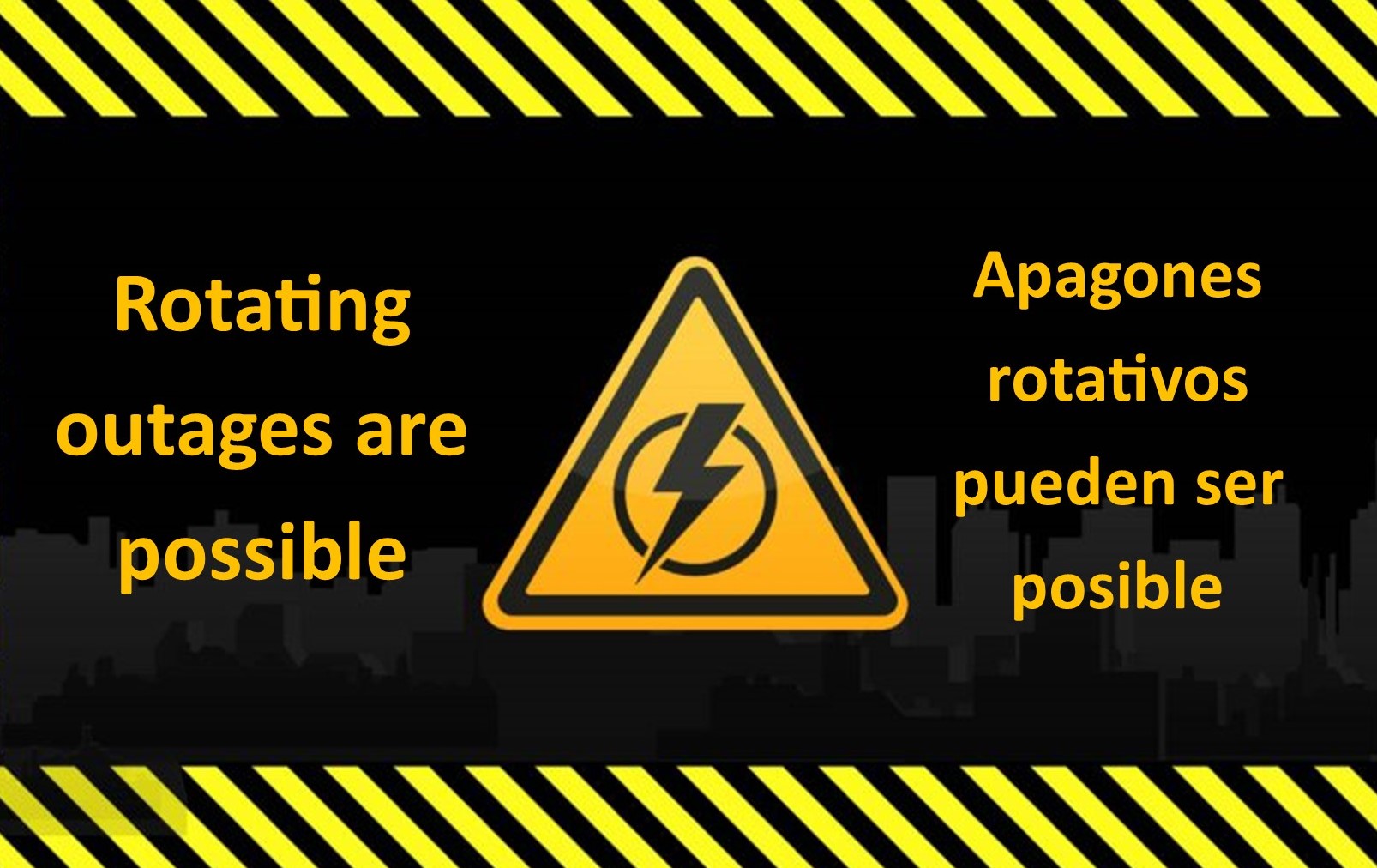 Black background with yellow sign with lightening bolt