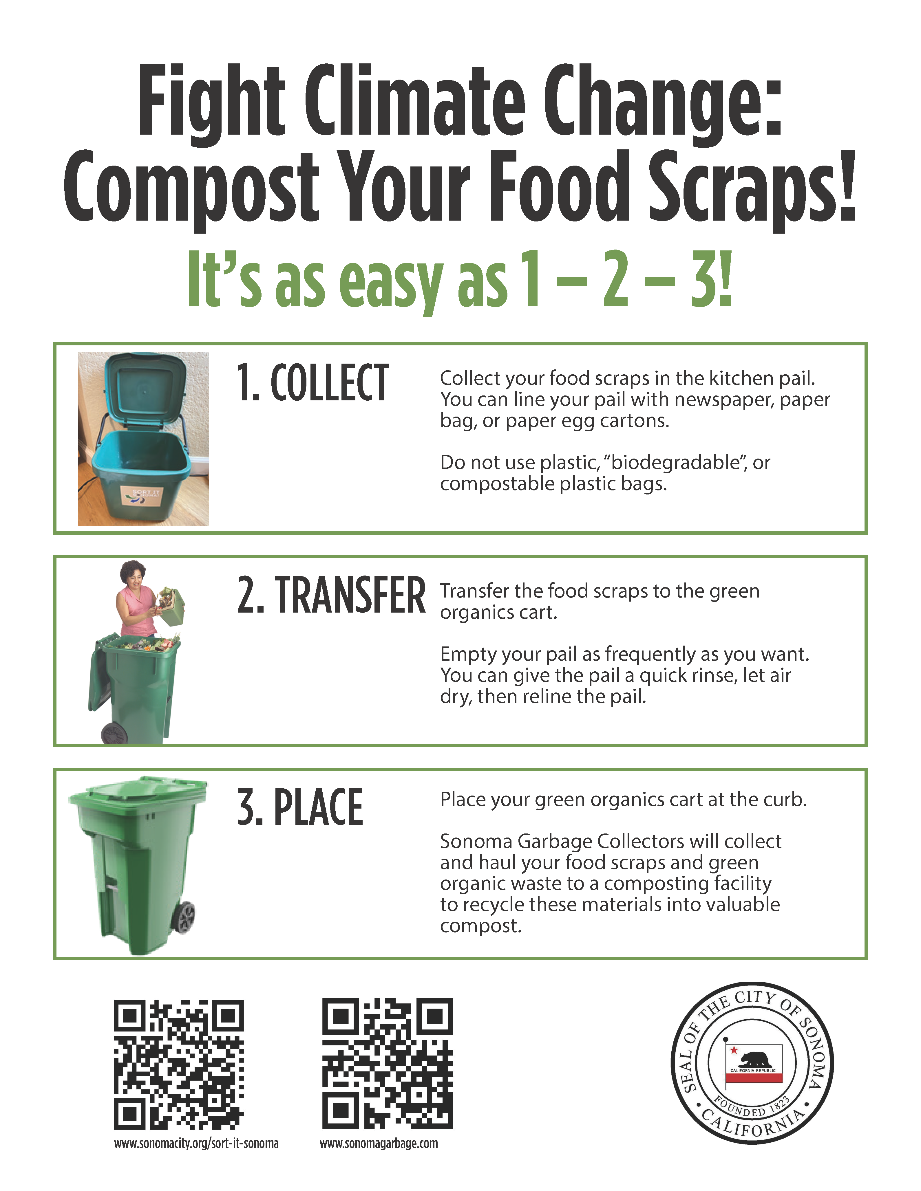 Instructions for compost pail use in English