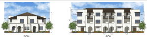 artist rendering of a 5 unit and 8 unit apartment buildings