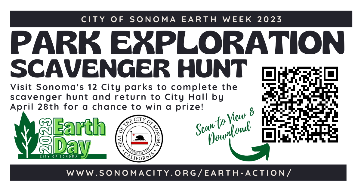 Park Exploration Scavenger Hunt with a qr code to download a map and clues.