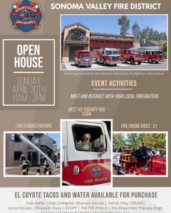 flyers for the Sonoma Valley Fire District Open House on April 30, 2023