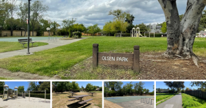 5 photos of Olsen Park from different perspectives.