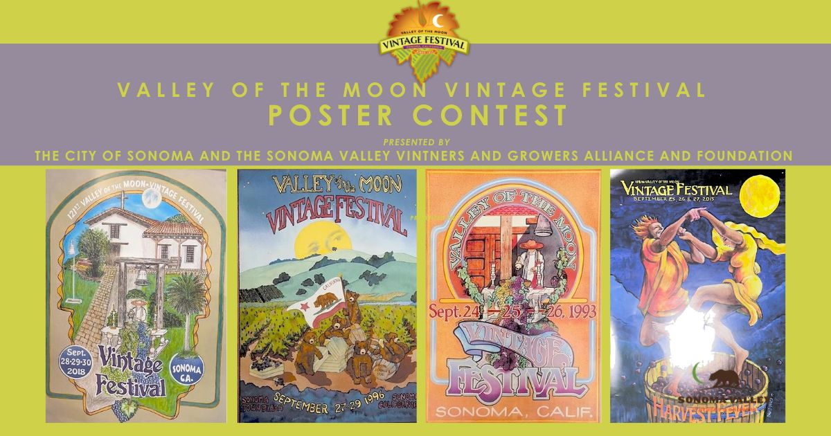 Four past event posters for the Valley of the Moon Vintage Festival.