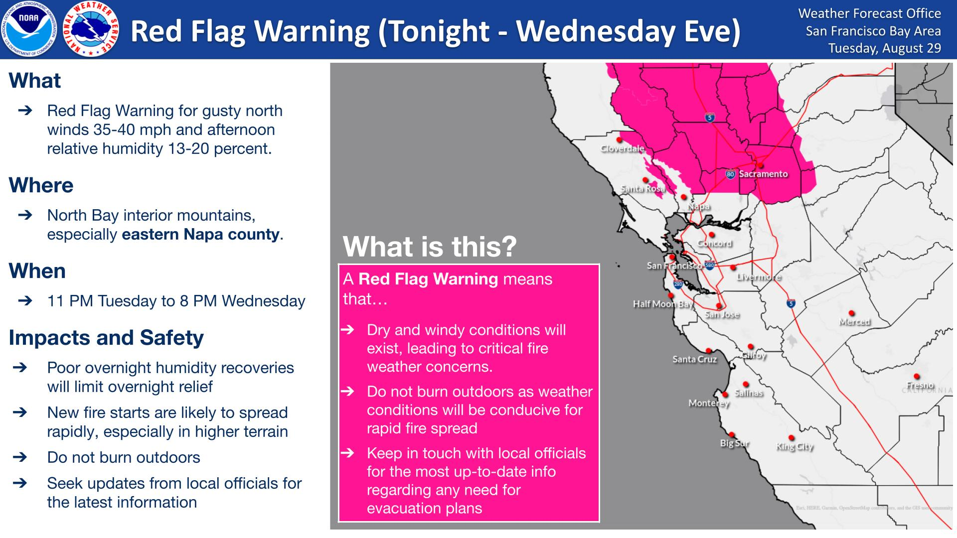 Red flag warning area map.