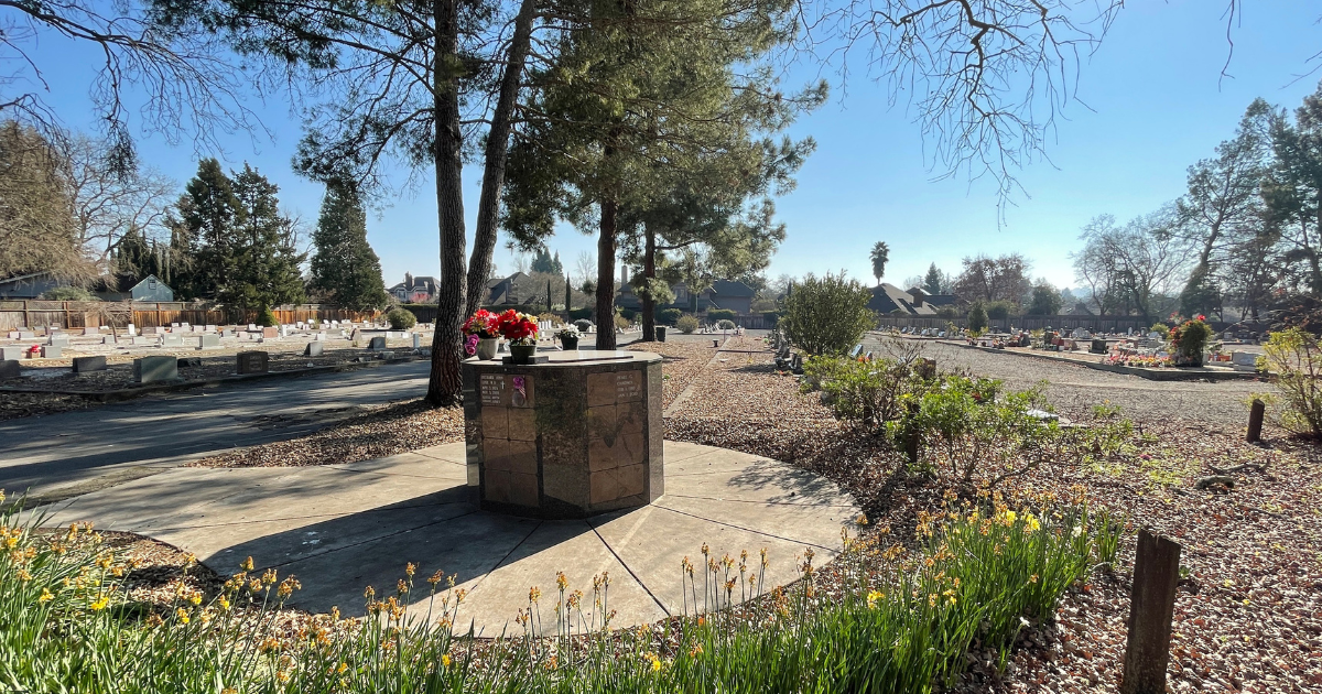 View of a columbarium at Valley Cemetery in Sonoma.