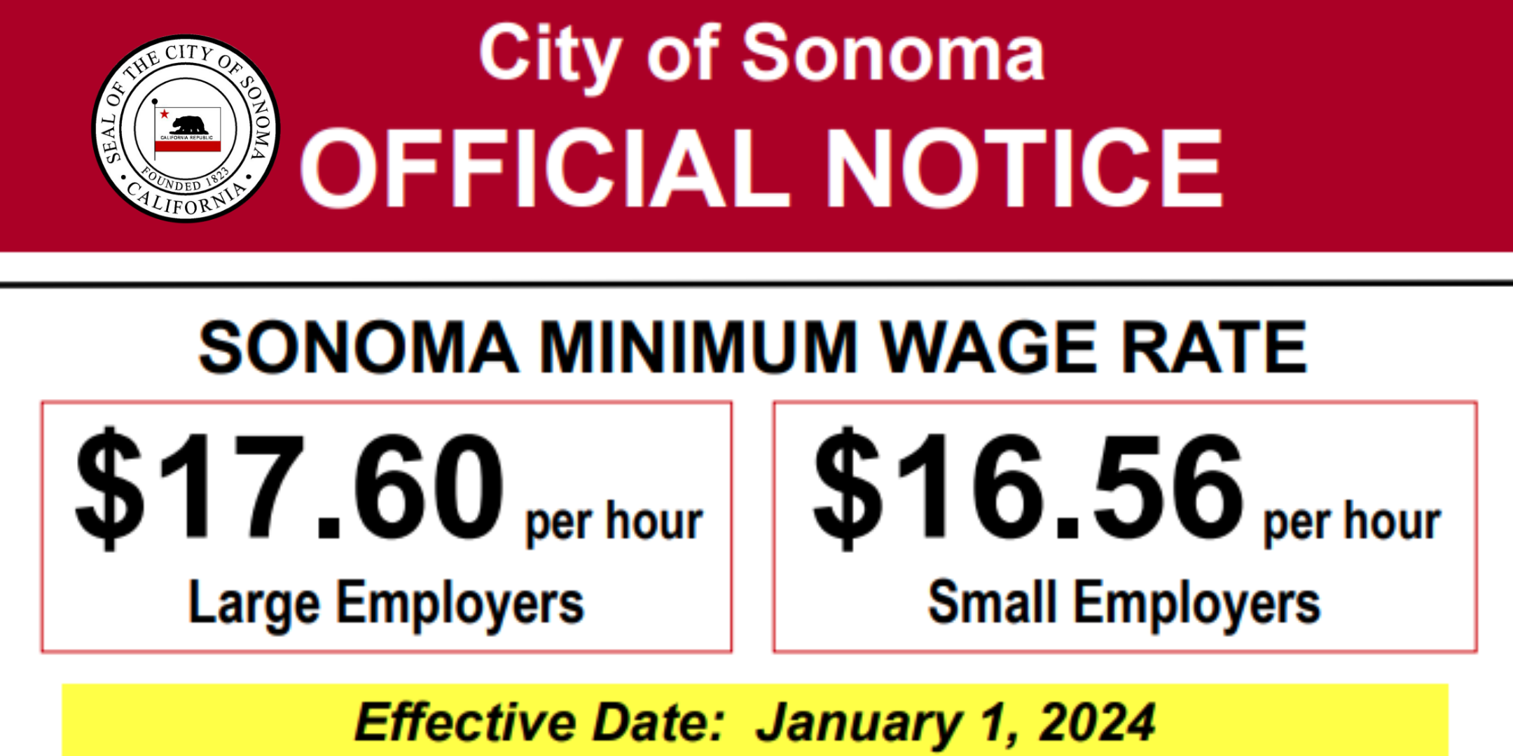 Minimum Wage Increase notice.