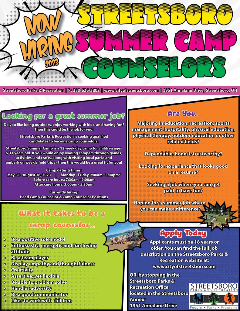 Become A Summer Camp Counselor Streetsboro Oh