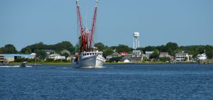 Swansboro waterfront with fishing boat