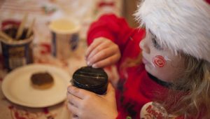 little girl at holiday table