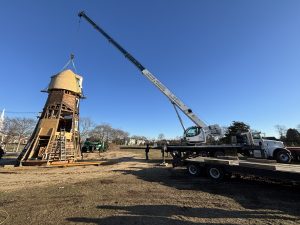 Governor Dix Windmill Construction on Great Lawn with Crane
