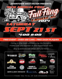 Event poster for Fall Fling car show