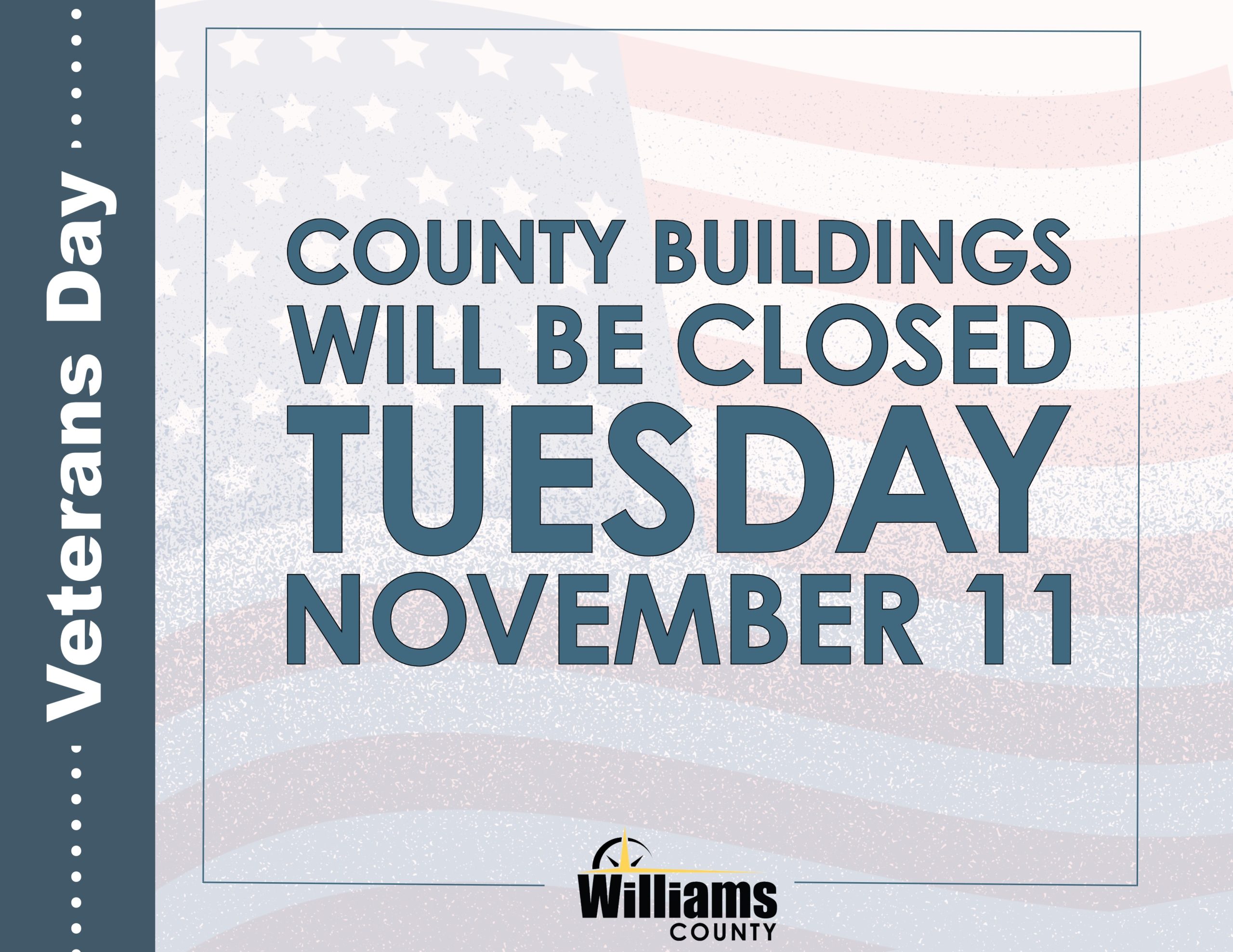 Image with text County buildings will be closed Tuesday November 11