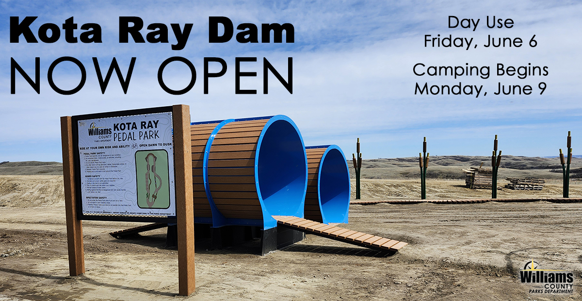 Kota Ray Dam Now Open with image of a bicycle park
