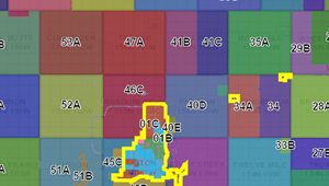 Snapshot of a tax district map with different color symbology