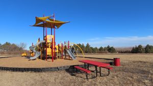 Playground with picnic bench